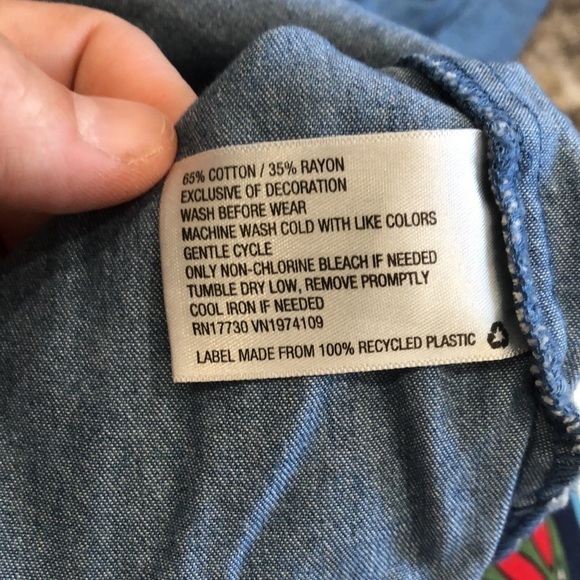 Knox Rose Boho Embroidered Sleeveless Denim Jean Dress M Western Chambray - Picture 7 of 7